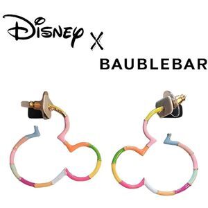 Disney Mickey Rainbow Bamboo Hoop Earrings (Baublebar)